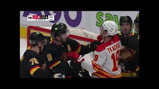 JT Miller not happy with Matthew Tkachuk snowing Thatcher Demko