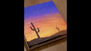 Cactus Sunset Acrylic Painting For Beginners | Simple Acrylic Painting Tutorial #shorts