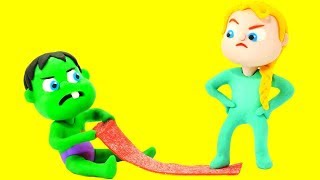 SUPERHERO BABIES LEARN HOW TO SHARE CANDIES ❤ Spiderman, Hulk & Frozen Play Doh Cartoons For Kids