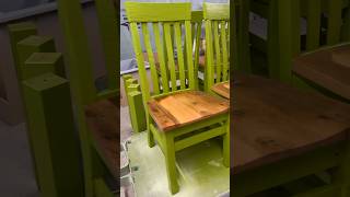 Painting a reclaimed oak table and chair set. Benjamin Moore Olive Moss. What do you think? 🔥