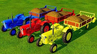 MANURE SPREADING WITH MINI COLORED TRACTORS \u0026 HARVESTING POTATOES - Farming Simulator 22