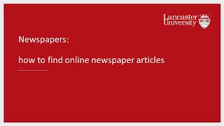 Newspapers: How to find online newspaper articles