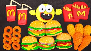 Funny Mukbang Pacman eating food at McDonald's | Pacman Stopmotion Game @DONA 도나