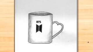 BTS Cup Drawing - pencil sketch / how to draw Cup Bts / BTS Army drawing easy / Cup Drawing easy