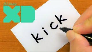 How to turn words KICK（Kick Buttowski: Suburban Daredevil｜Disney XD）into a cartoon - Drawing doodle