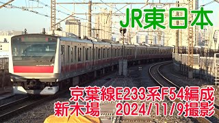 ＜JR東日本＞京葉線E233系F54編成 新木場　2024/11/9撮影／JR-East Keiyo Line E233 series F54 Shin-kiba