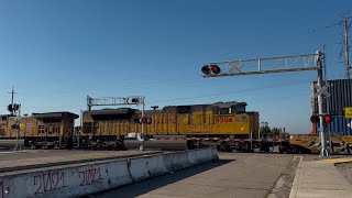 UP 7708 Z-Train Intermodal With Mid-DPUs South - E. Morada Lane Railroad Crossing, Stockton CA