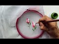 rose buds painting on organza fabric simple fabric painting fabric painting for beginners