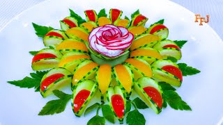 Amazing Radish Rose Dwelled by Cucumber & Tomato Garnish
