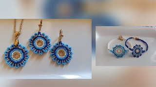 Mandala Nazar Boncuğu Küpe, Kolye ve Bileklik Yapımı |  Mandala Evil Eye Jewelry Set Tutorial  DIY