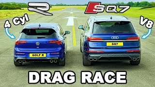 VW Golf R v Audi SQ7: DRAG RACE