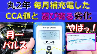 【パルス充電 丸2年間毎月】新車から丸2年間毎月補充電したら、スゴイことに！劣化の兆候も！？