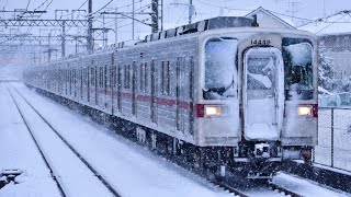 【東武東上線】雪景色の中を走る10030型11644F+11448F 快速小川町行き 4115列車