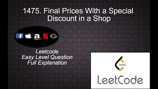 1475 Final Prices With a Special Discount in a Shop | leetcode Easy Level Question Complete Playlist