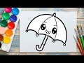 How to Draw Summer Umbrella | Easy Kids Umbrella Drawing#babyumbrelladrawing