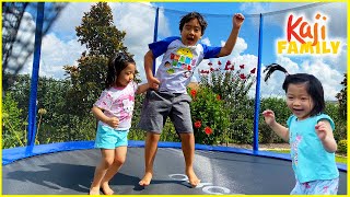 Surprise Ryan, Emma, and Kate with NEW Trampoline!!!