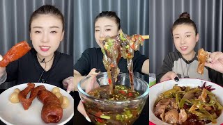 【XueYan Mukbang】Large intestine🐖🐖+jellyfish+mixed dish#mukbang#eating#asmr