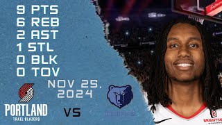 Jabari Walker Full Highlights \u0026 Lowlights vs GRIZZLIES 25 11 2024 Regular Season Game