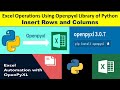 Excel Operations Using Openpyxl Library of Python||Insert Rows and Columns|| @datatechinfo