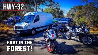 HWY 32 - Riding Fast in the Forest! (Sport Bike Camping)