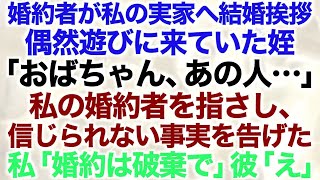 【スカッとする話】婚約者が私の実家へ結婚挨拶偶然遊びに来ていた姪「おばちゃん、あの人…」私の婚約者を指さし、信じられない事実を告げた私「婚約は破棄で」彼「え