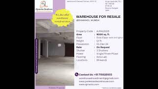 9000SQFT WAREHOUSE PROPERTY AVAILABLE FOR RESALE IN BHIWANDI AT FIRST FLOOR WITH SECOND FLOOR RIGHTS