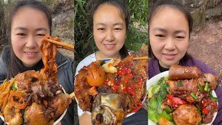 Rural food bones and peppers fried together, can eat two bowls of rice