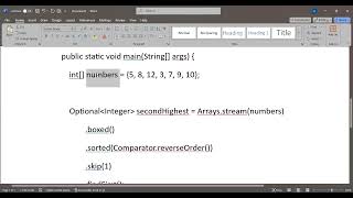Find the Second Highest Number in an Array Using Java 8 Streams.