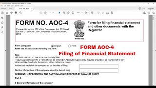 FORM AOC-4 Filing of Financial Statement and other docuements | ROC Annual Filing Compliance