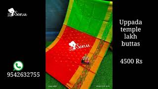 SonuBoutique | 4500 Rs Uppada temple lakh buttas | Pure Original Uppada Pattu | Wholesale