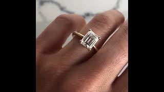 msjewelr 3.5カラット ソリティアリング クラシック エメラルドカット 婚約指輪 スターリン