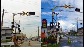 【踏切】JR内房線　オーバーハングの種類が変わった踏切 (Railroad crossing in Japan)