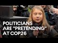 Greta Thunberg speaks outside of COP26