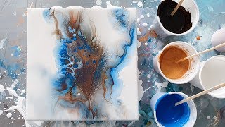 BEST Dutch Pour 💙 Cloudy Effect! Acrylic Pour with Blowdryer \u0026 Floetrol