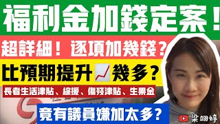 福利金加錢定案！超詳細！逐項加幾錢？長者生活津貼、綜援、傷殘津貼、生果金！竟有議員嫌加太多？｜梁翊婷 Edith 20-12-22