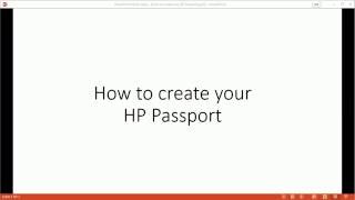 How to Create your HP Passport