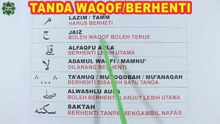 TANDA WAQOF / BERHENTI YANG SERING DI JUMPAI PADA ALQURAN - METODE CEPAT MEMBACA ALQUR'AN