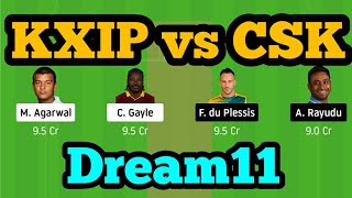 KXIP vs CSK Dream11| KXIP vs CSK | KXIP vs CSK Dream11 Team|