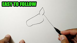 How to draw a horse head easy to follow