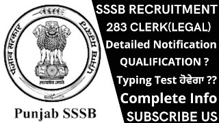 PSSSB 283 CLERK(LEGAL) RECRUITMENT 2022 | QUALIFICATION, AGE, FEES, SELECTION PROCESS OF LEGAL CLERK
