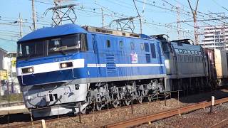 【4K/無動力回送】EF210-2+EF66-127ムド付き2077ﾚ 新長田・離宮道踏切 2019.12.9