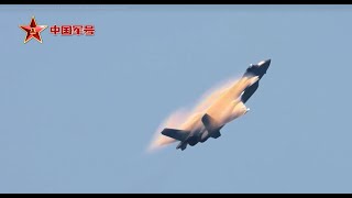 Chinese Air Force J16 Launching Jamming Bomb \u0026 J20 Piercing the Blue Sky Surrounded with Airflow-4K