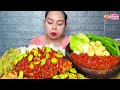 ikan goreng sambal pete jengkol muda sambal terasi sawi rebus Mukbang