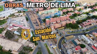 Vistas aéreas de las obras del Metro de Lima | Estación San Marcos 2025