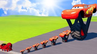 TRANSPORTING PIXAR CARS \u0026 FRUITS WITH COLORED \u0026 JOHN DEERE vs CLAAS vs TRACTORS - BeamNG.drive #962