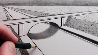 How to Draw a Bridge in Two-Point Perspective: Narrated Pencil Drawing