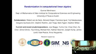 Boeing Colloquium: Randomized Algorithms for Linear Algebraic Computations