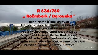 Brno hlavní nádraží-Klatovy I R 636/760 ,, Rožmberk/Berounka \