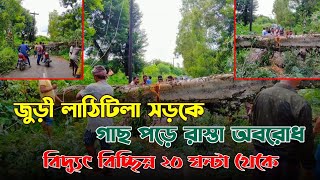 জুড়ী - লাঠিটিলা সড়কে গাছ পড়ে রাস্তা বন্ধ | বিদ্যুৎ বিচ্ছিন্ন ২০ ঘন্টা থেকে