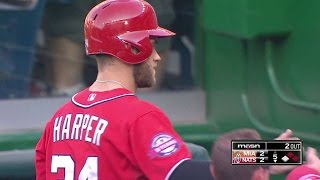 MIA@WSH: Harper hits sac fly after changing gloves